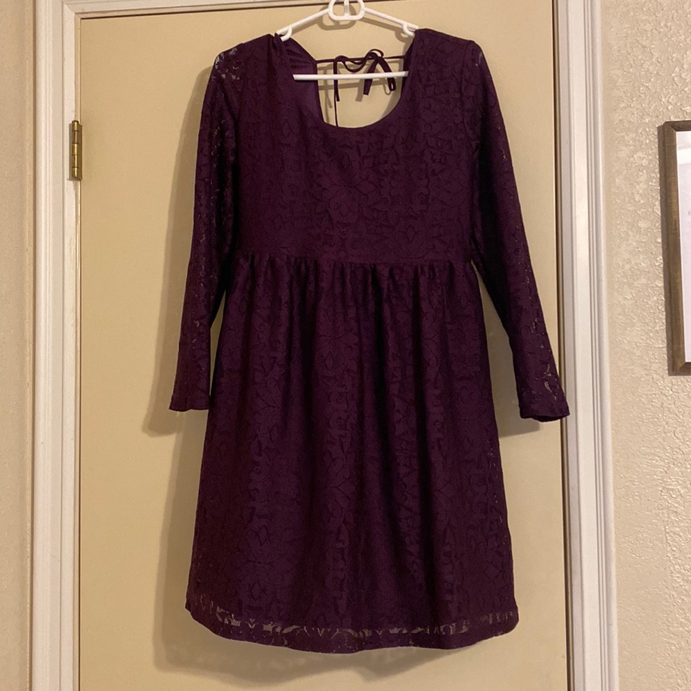 Size SMALL. Dark purple lace xhilaration long sleeve dress. Mid length.